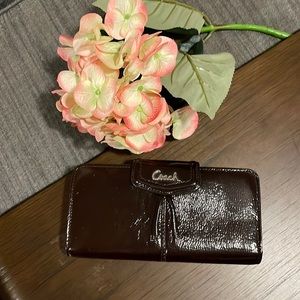 Coach brown patent leather wallet